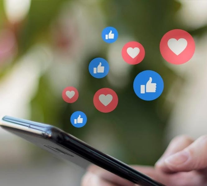 Social media engagement and digital communications kit with likes and hearts